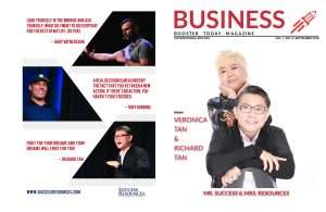 Richard and Veronica Tan from Success Resources on the cover and Gary Vee and Tony Robbins on the back cover of Business Booster Today Magazine